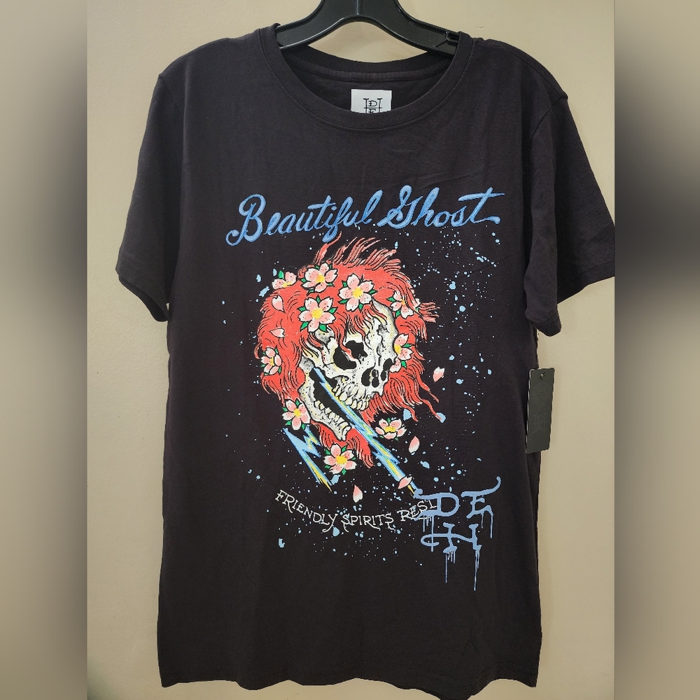 NWT Ed Hardy Beautiful Ghost Skull tshirt  Black size S